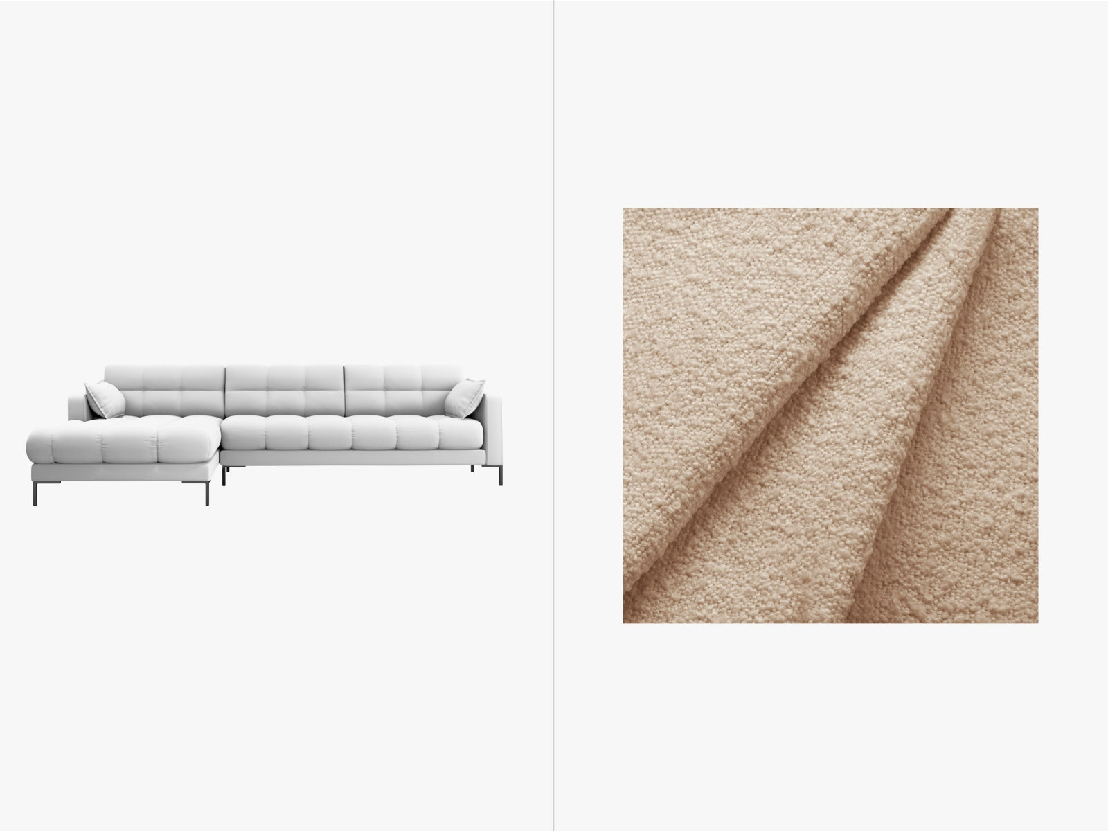 Mamaia Ecksofa links 5 Sitzer in Beige/Schwarz-Baloo präsentiert im Onlineshop von KAQTU Design AG. L-Sofa links ist von Micadoni
