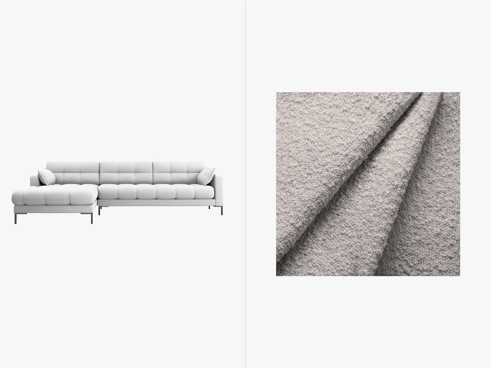 Mamaia Ecksofa links 5 Sitzer in Light Grey/Schwarz-Baloo präsentiert im Onlineshop von KAQTU Design AG. L-Sofa links ist von Micadoni