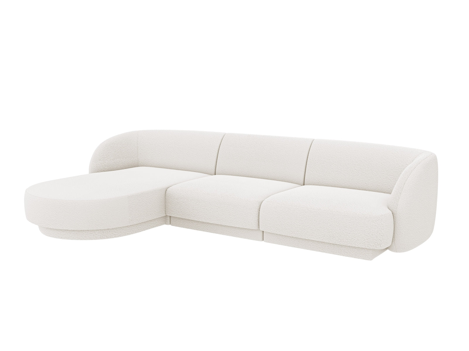 Entdecken Sie das stilvolle Miley Boucle Ecksofa links von Micadoni – ein 4-Sitzer, der Komfort und Eleganz in Ihr Wohnzimmer bringt.