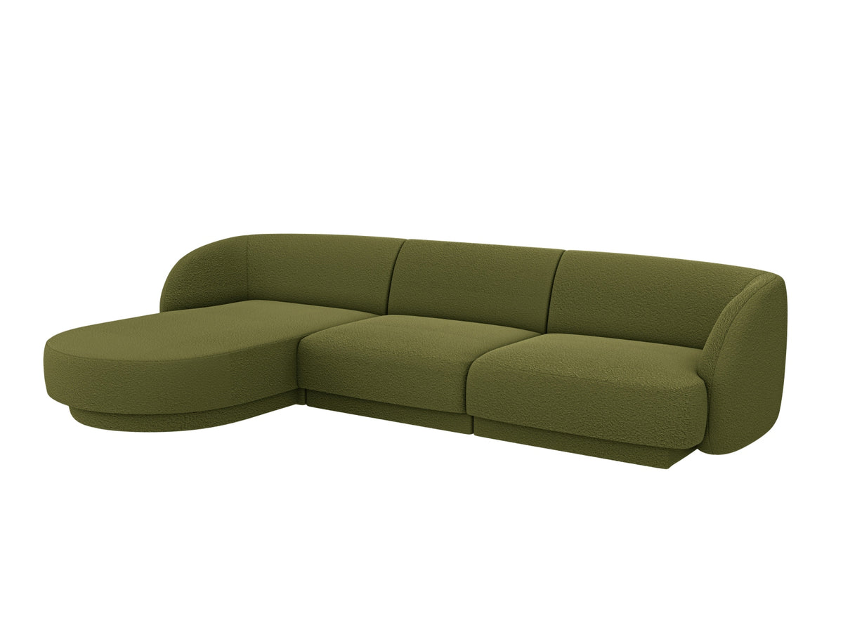 Miley Boucle Ecksofa links 4 Sitzer in Dark Olive Green-Baloo präsentiert im Onlineshop von KAQTU Design AG. L-Sofa links ist von Micadoni