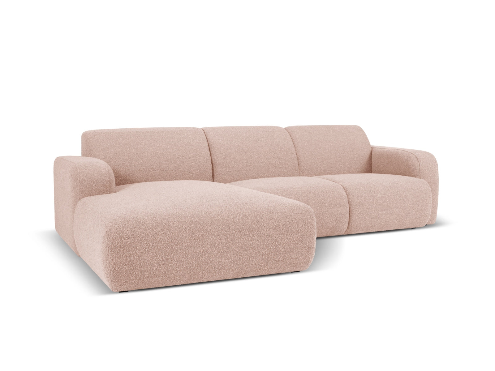 Molino Boucle Ecksofa links 4 Sitzer in Powder Pink-Baloo präsentiert im Onlineshop von KAQTU Design AG. L-Sofa links ist von Micadoni