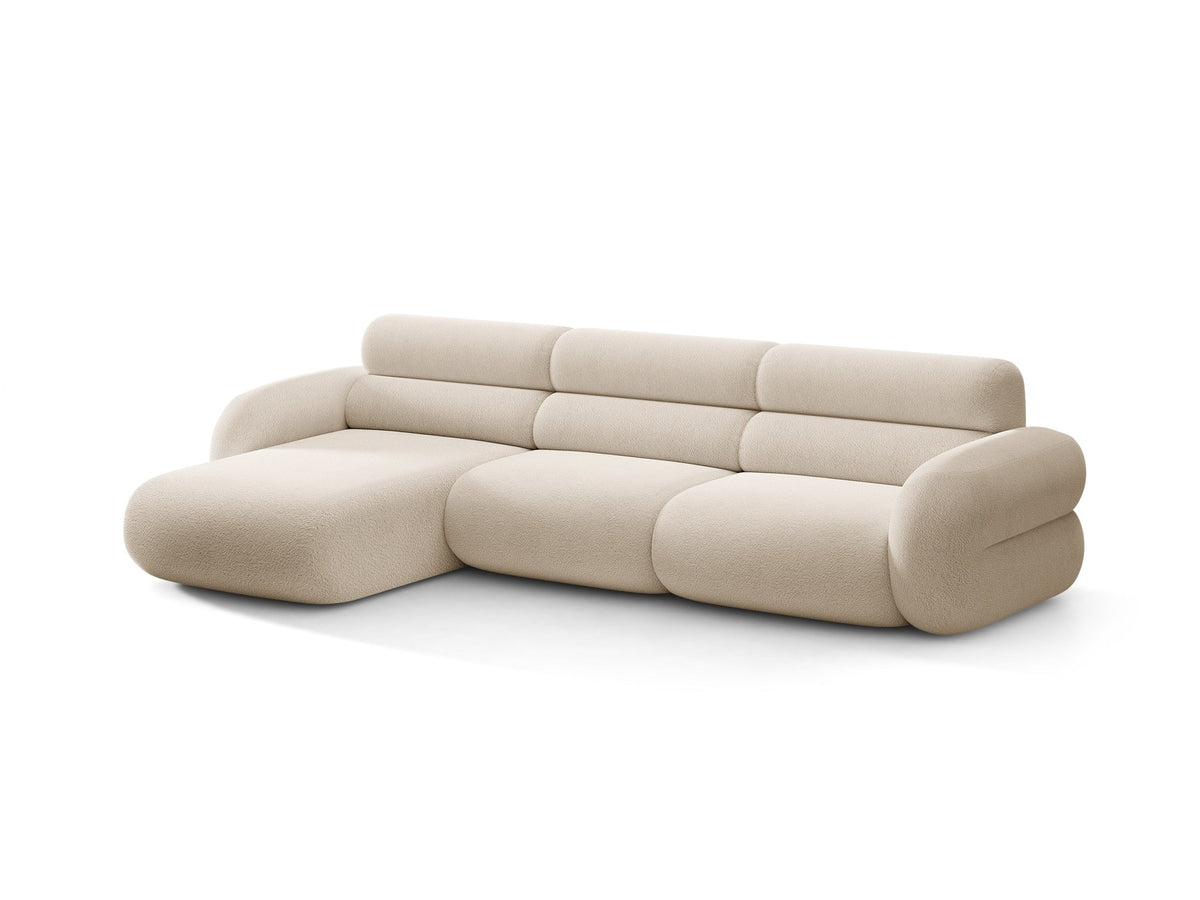 Linkes L-Ecksofa Neo von Micadoni in Dunkles Olivgrün, mit hoher Rückenlehne, schwarzen Kunststoffbeinen und tiefer gepolsterter Sitzfläche.