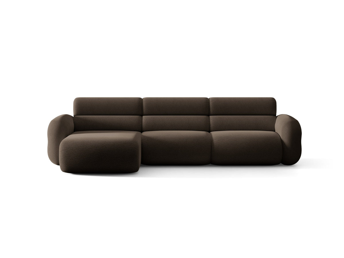 Linkes L-Ecksofa Neo von Micadoni in Dunkles Olivgrün, mit hoher Rückenlehne, schwarzen Kunststoffbeinen und tiefer gepolsterter Sitzfläche.