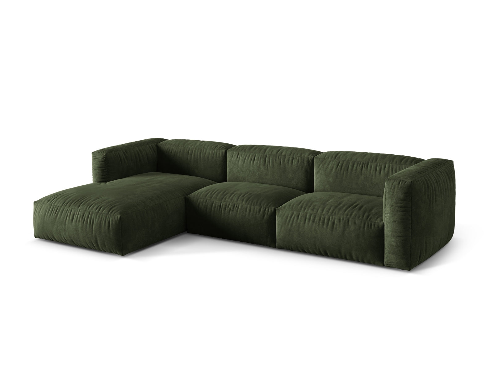 Elegantes, modulares Ecksofa Martina in Grün, linksseitig, ideal für stilvolle Wohnräume. 3-Sitzer von Micadoni, perfekt für Entspannung.