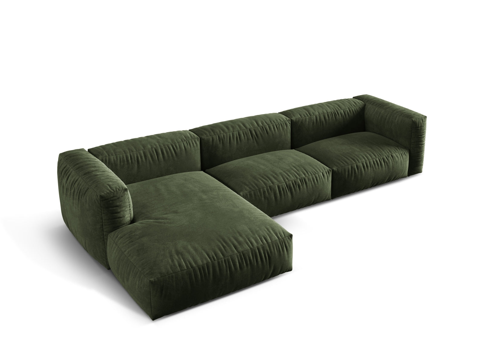 Modernes, linksseitiges 3-Sitzer Ecksofa Martina in ansprechendem Grün, vielseitig einsetzbar und komfortabel für jedes Zuhause.
