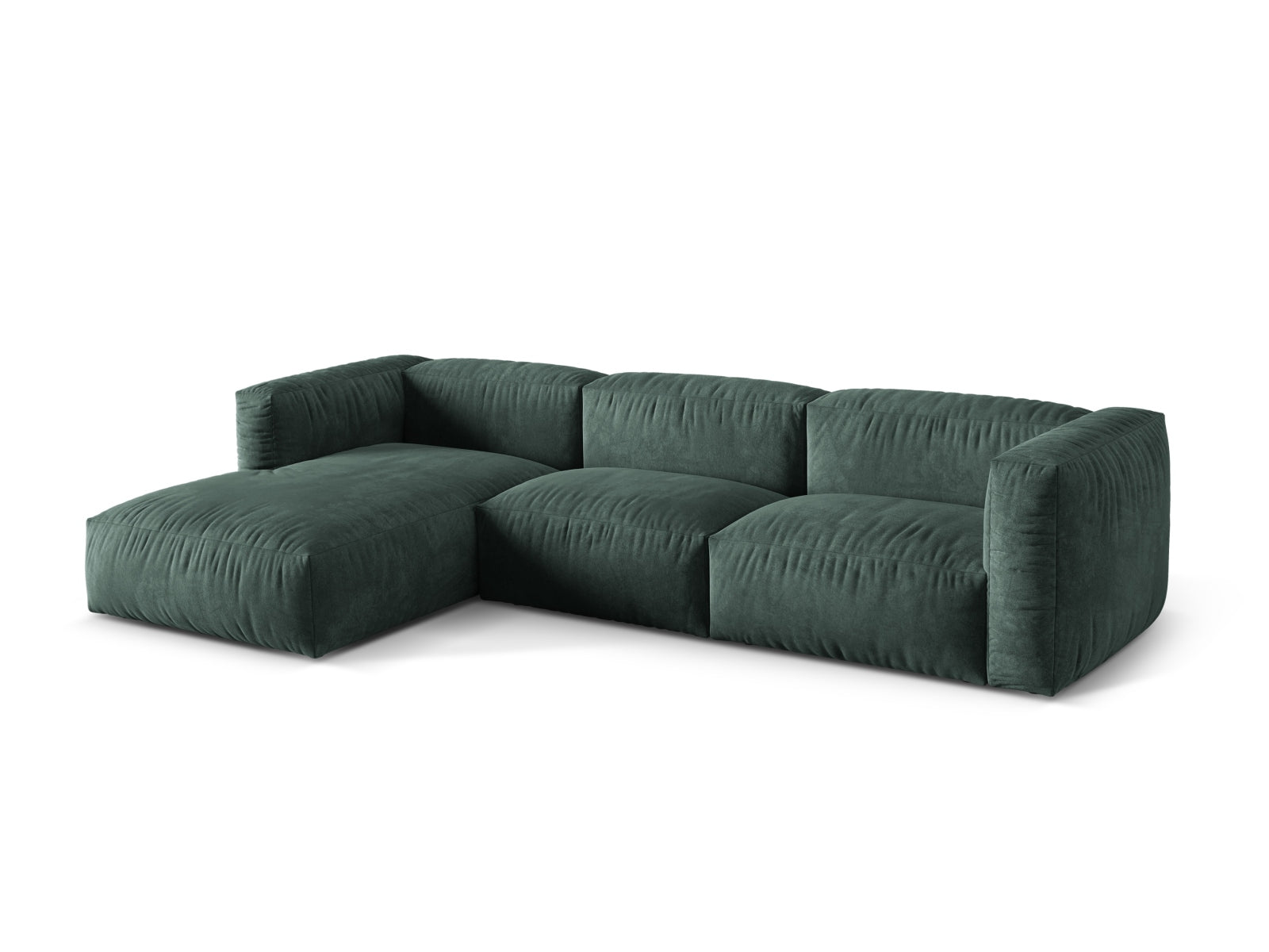Elegantes, modulares Ecksofa Martina in Petrol-Vogue, ideal für stilvolle Wohnräume. Linksseitiger 3-Sitzer von Micadoni.