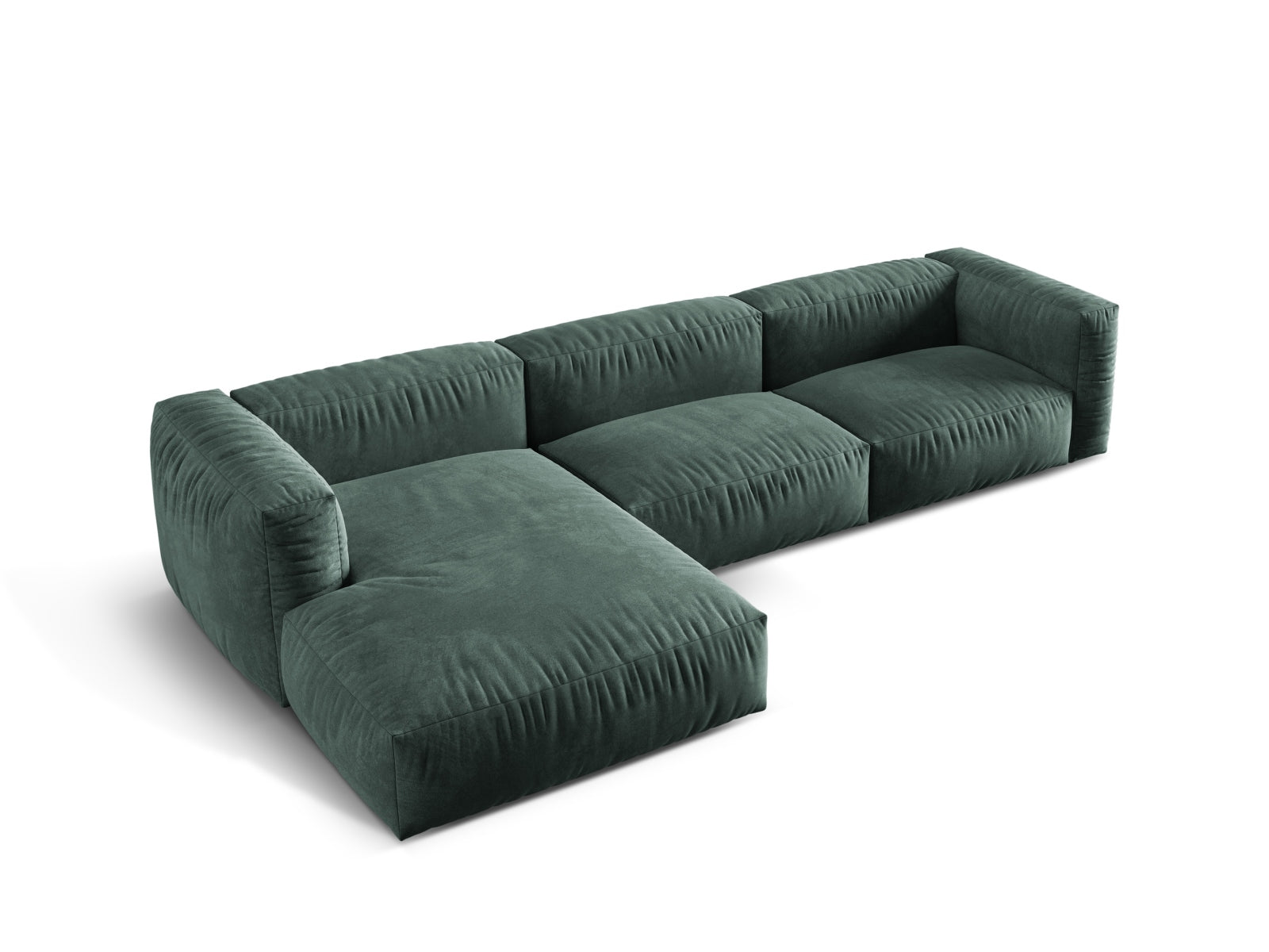 Modernes, modulares Ecksofa Martina in Petrol-Vogue, perfektes 3-Sitzer-Design für gemütliche und stilvolle Wohnbereiche.