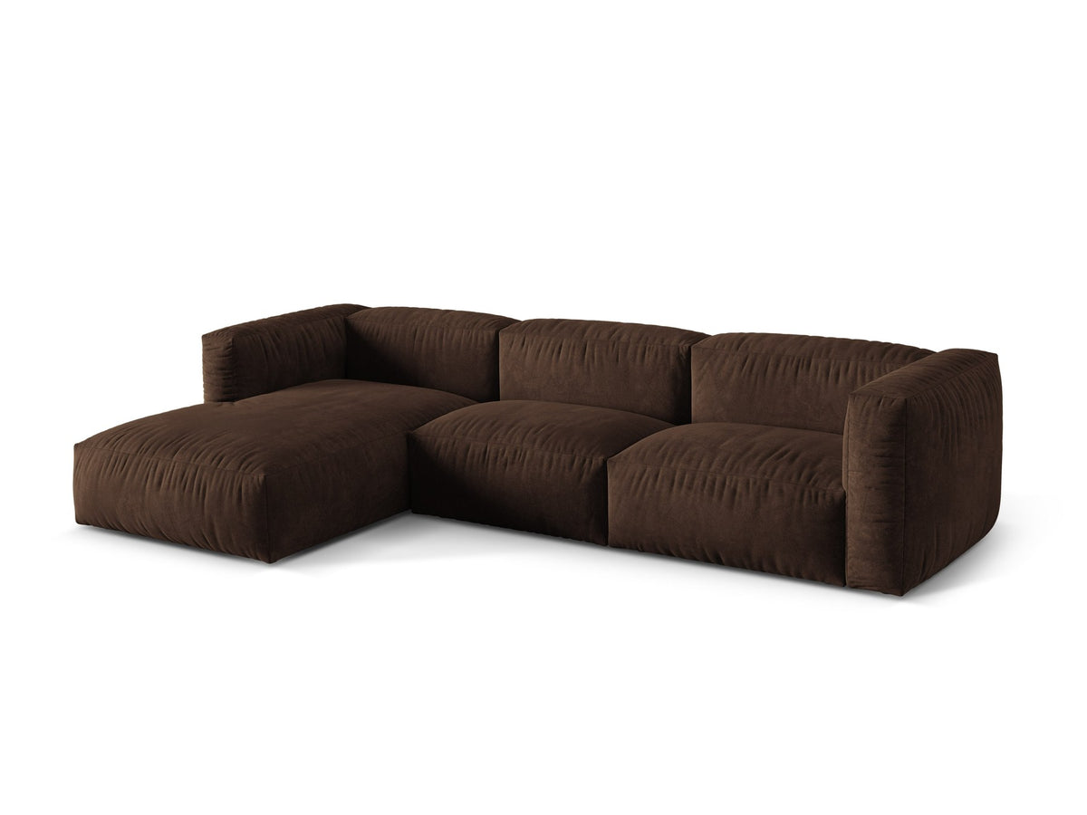 Ecksofa links Martina XL von Micadoni in Schokolade, Bezugsstoff Vogue, Beine aus Polypropylen, Breite 330 cm, Tiefe 176 cm.