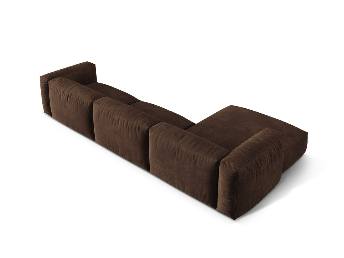 Ecksofa links Martina XL von Micadoni in Schokolade, Bezugsstoff Vogue, Beine aus Polypropylen, Breite 330 cm, Tiefe 176 cm.