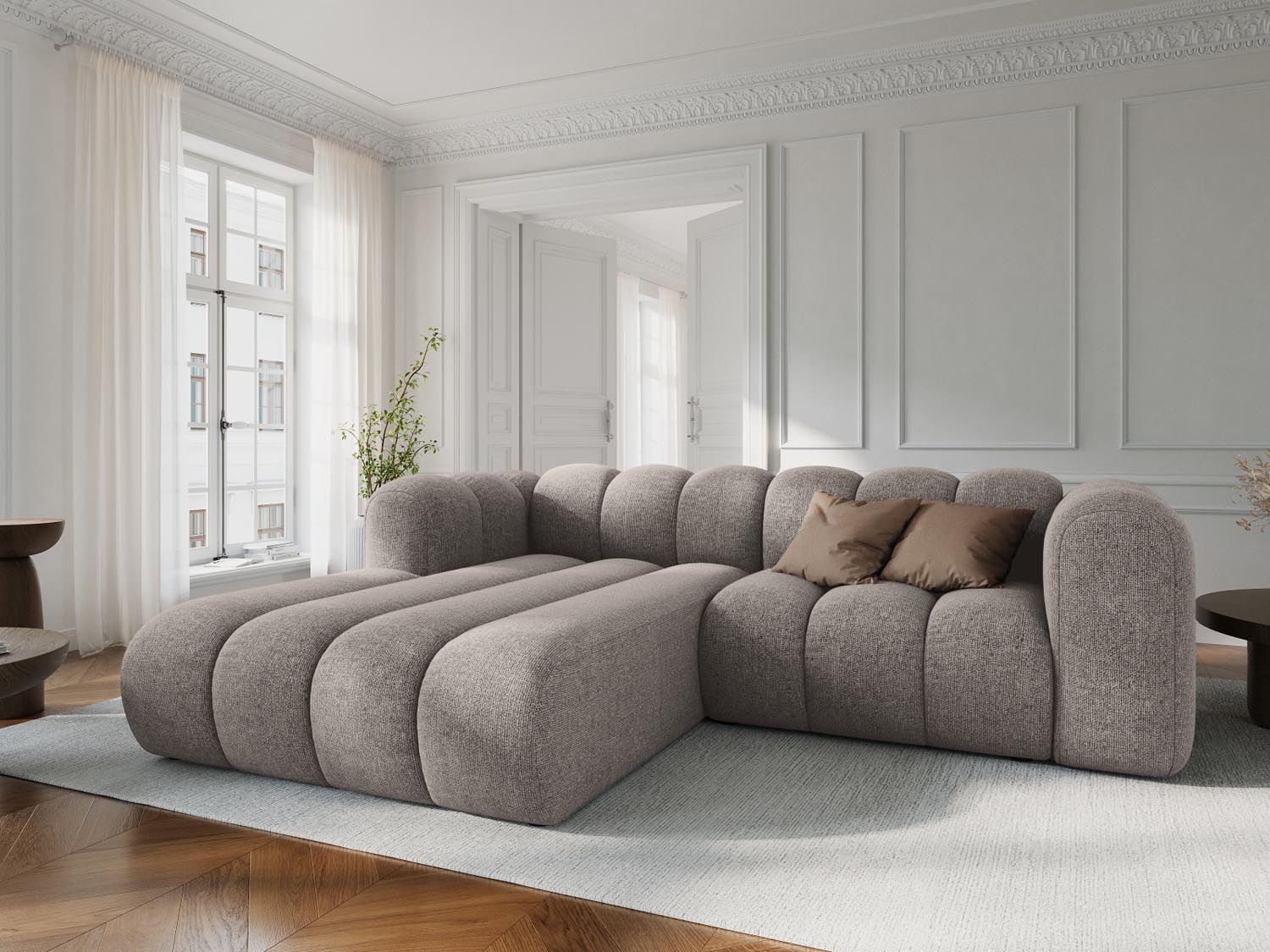 Entdecken Sie das stilvolle Lupine Ecksofa links 3 Sitzer von Micadoni – perfekt für modernes Wohnen mit Komfort und Flexibilität.