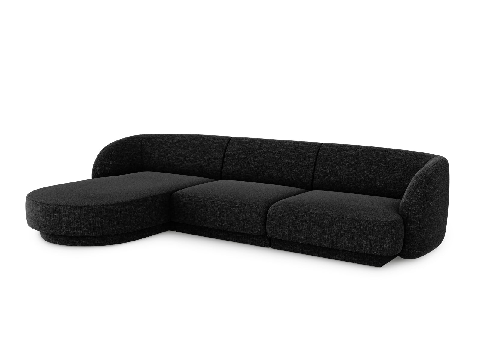 Stylisches Miley Ecksofa links, 4-Sitzer in elegantem Black-Haga, ideal für modernes Wohnen und als komfortables Bettsofa.