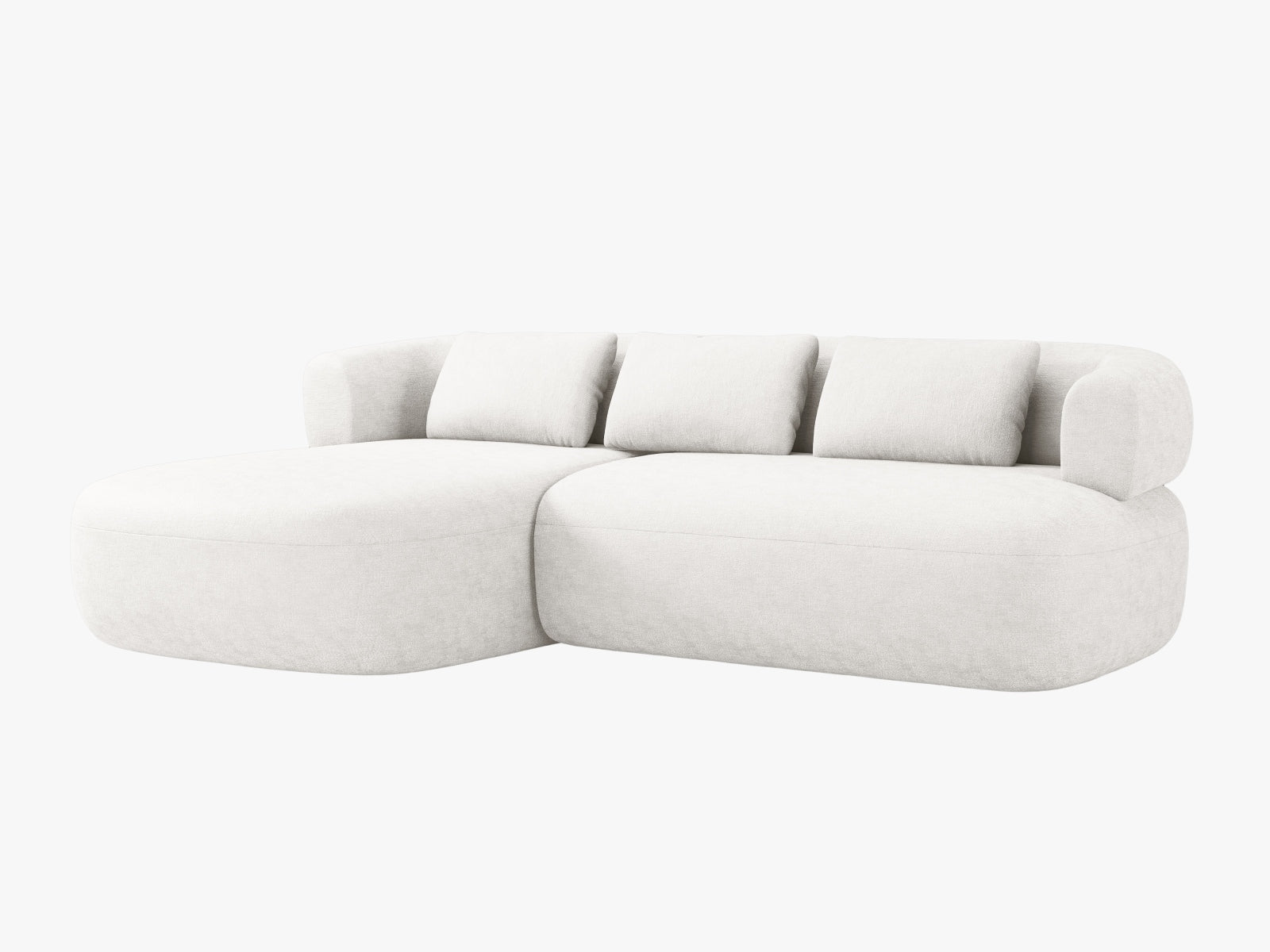 Stylisches Jenny Ecksofa links, 5-Sitzer in hellem Beige, ideal für moderne Wohnräume. Hochwertige Verarbeitung von Micadoni.