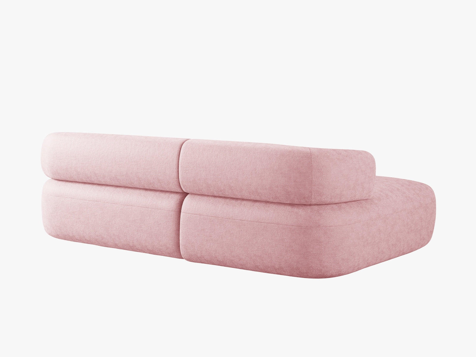 Modernes 5-Sitzer Ecksofa Jenny links in sanftem Rosaton, ideal für einladende Wohnräume und entspannte Stunden, erhältlich bei Micadoni.
