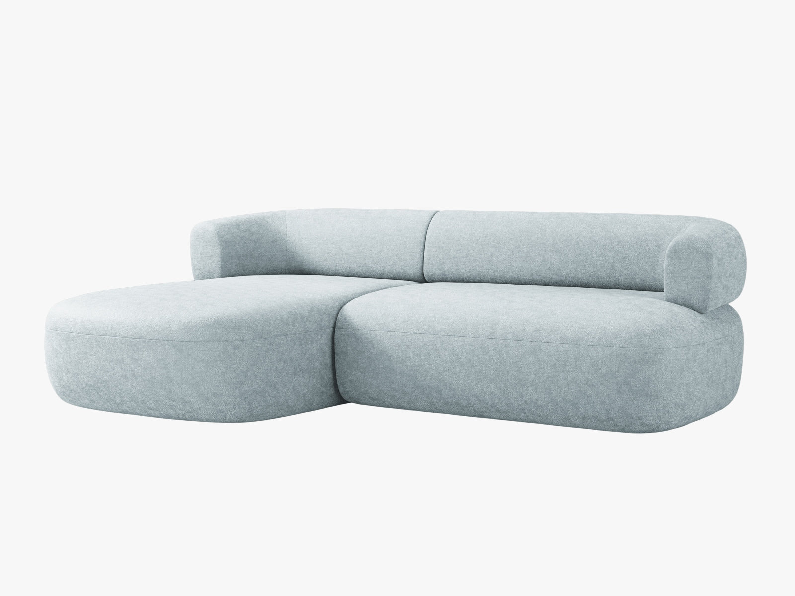 Elegantes 5-Sitzer Ecksofa Jenny in sanftem Hellblau, perfekt für stilvolle Wohnzimmer, erhältlich bei Micadoni.