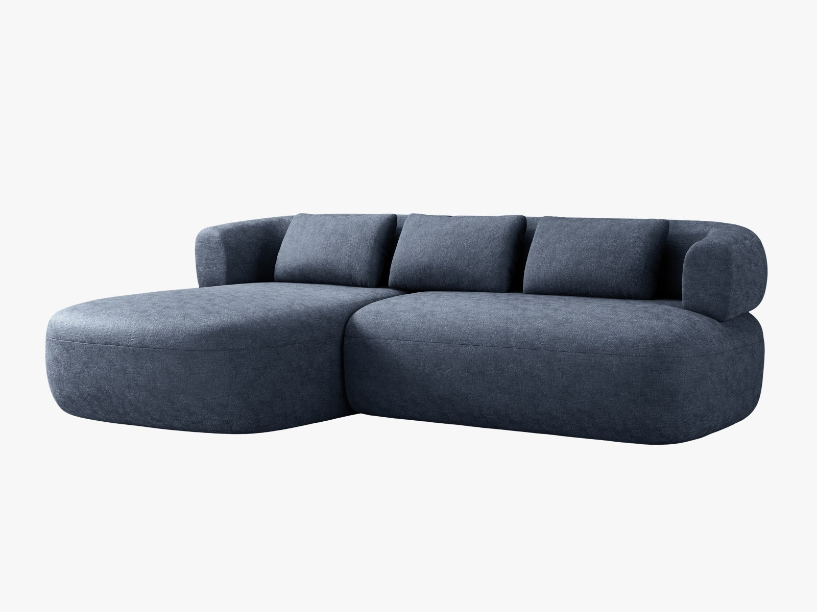 Elegantes Jenny Ecksofa links, 5-Sitzer in Dunkelblau, stilvolles Design von Micadoni für modernen Wohnkomfort.