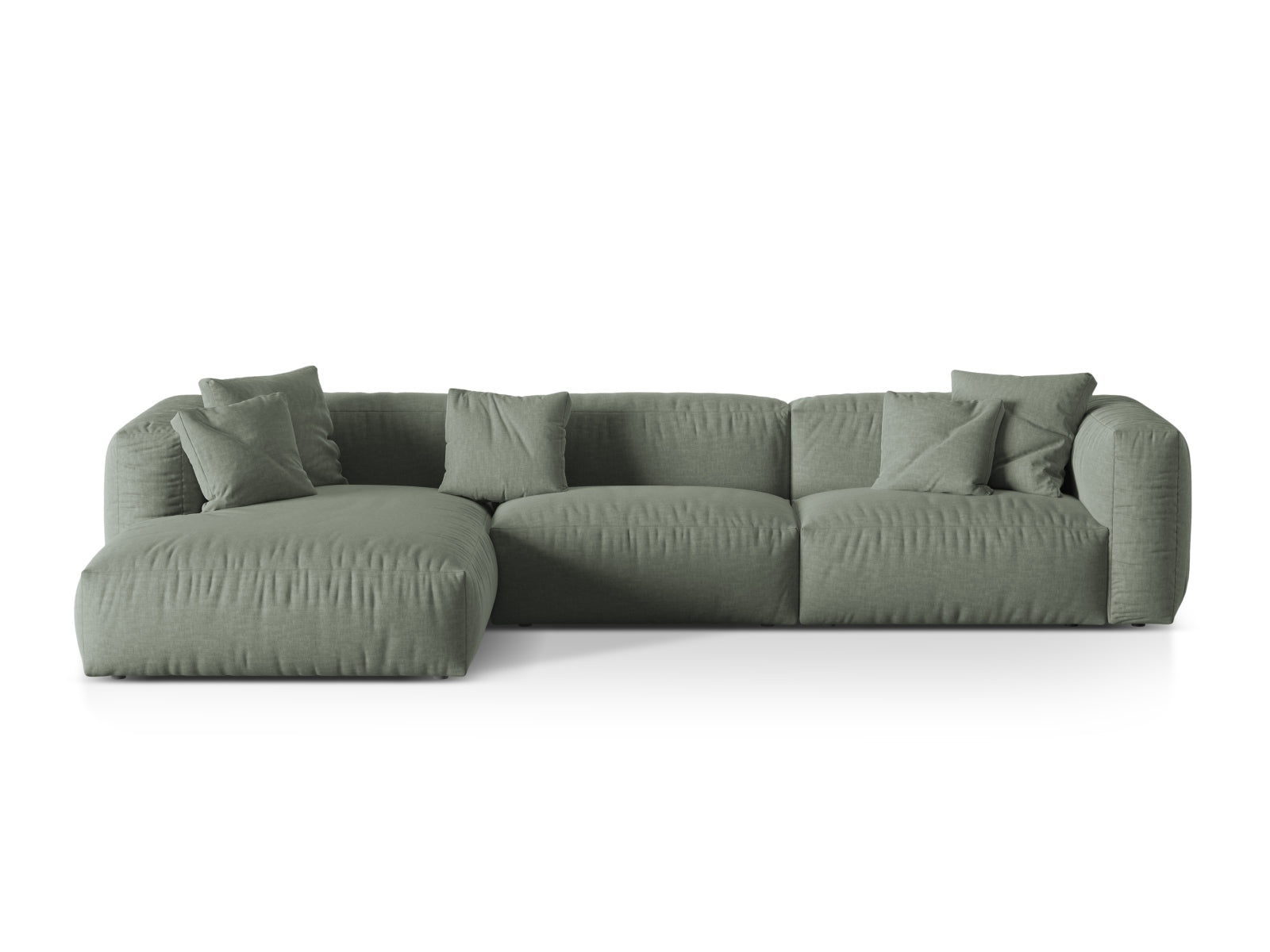 Martina Modulares Ecksofa links 3 Sitzer in Moss Green-Boston präsentiert im Onlineshop von KAQTU Design AG. L-Sofa links ist von Micadoni