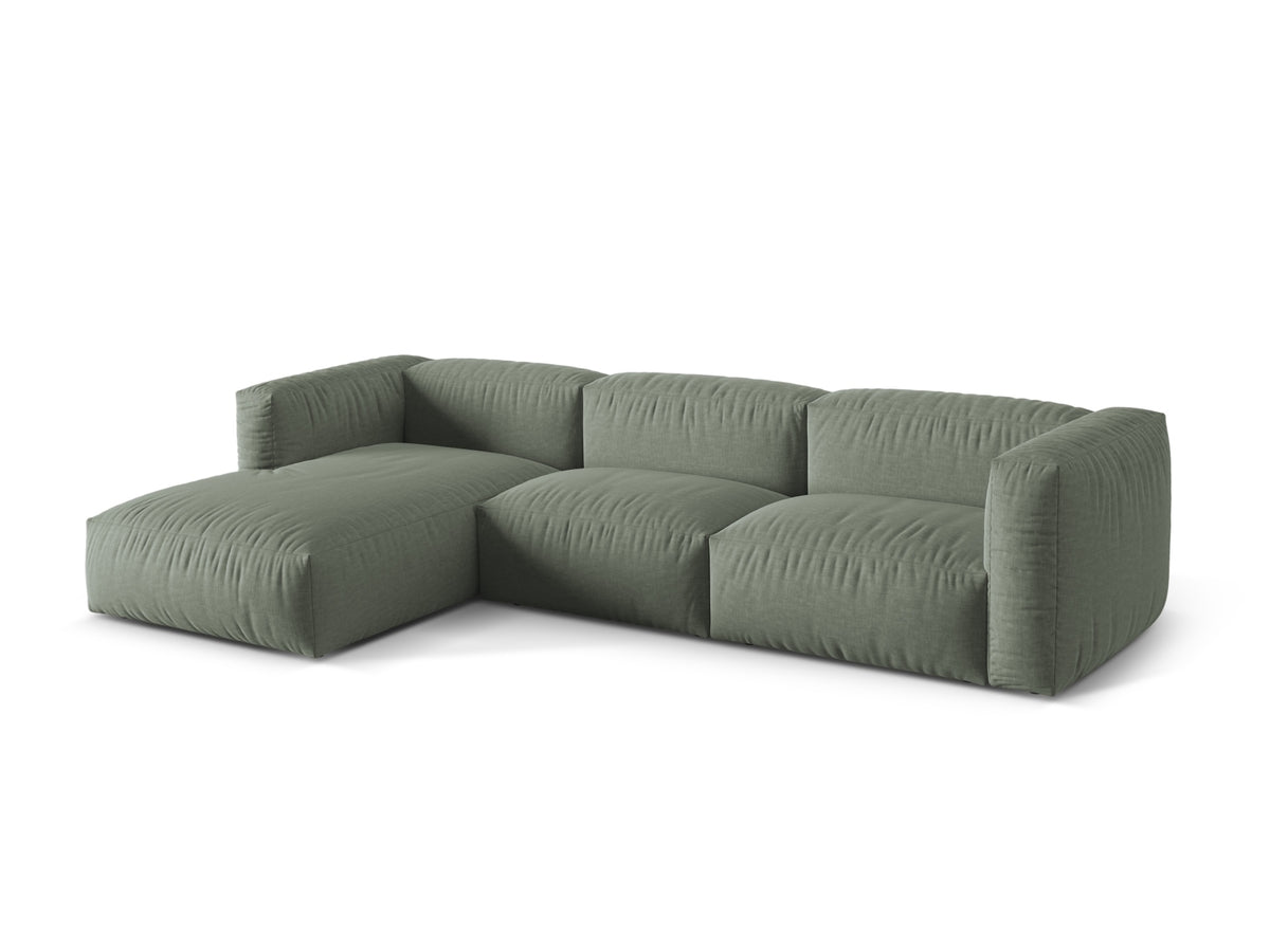 Martina Modulares Ecksofa links 3 Sitzer in Moss Green-Boston präsentiert im Onlineshop von KAQTU Design AG. L-Sofa links ist von Micadoni