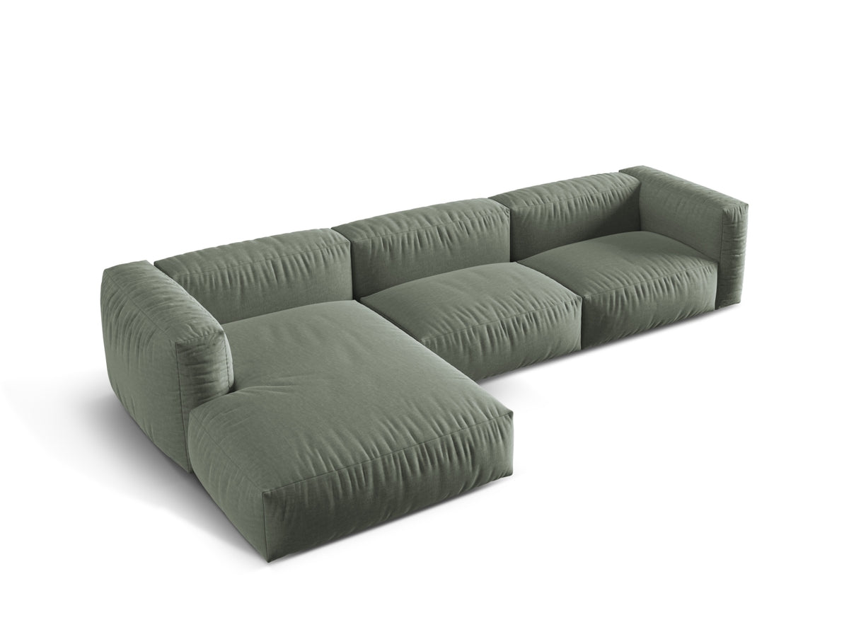 Martina Modulares Ecksofa links 3 Sitzer in Moss Green-Boston präsentiert im Onlineshop von KAQTU Design AG. L-Sofa links ist von Micadoni
