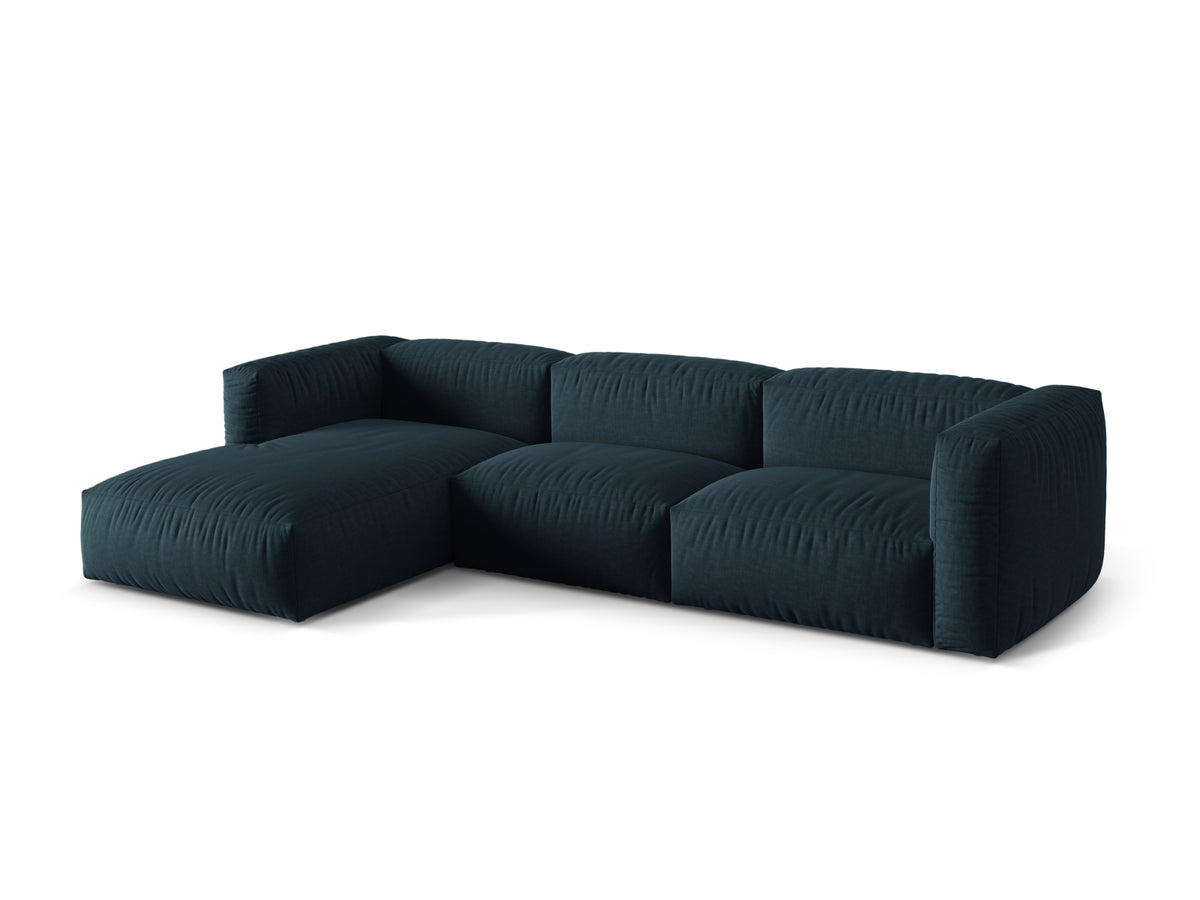 Martina Modulares Ecksofa links 3 Sitzer in Blue Jeans-Boston präsentiert im Onlineshop von KAQTU Design AG. L-Sofa links ist von Micadoni