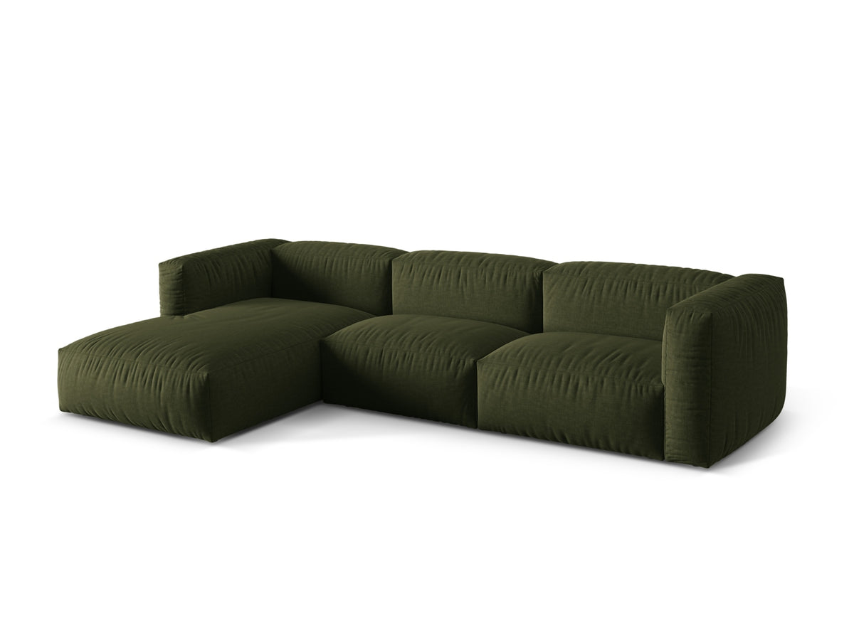 Martina Modulares Ecksofa links 3 Sitzer in Green-Boston präsentiert im Onlineshop von KAQTU Design AG. L-Sofa links ist von Micadoni