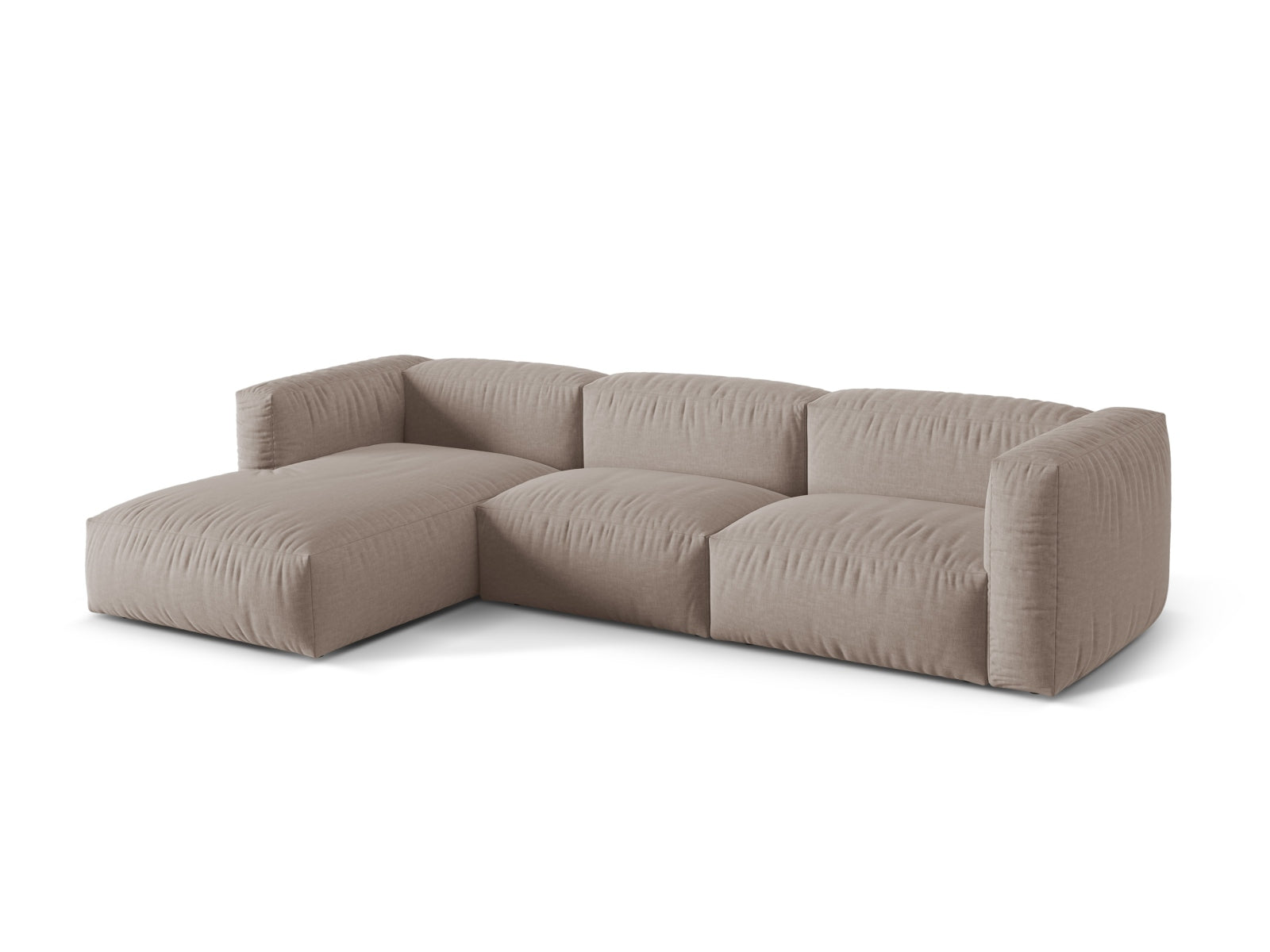 Elegantes Martina Ecksofa in Dunkelbeige, 3-Sitzer, ideal für stilvolle Wohnräume. Modulares Design von Micadoni für individuelle Anpassung.