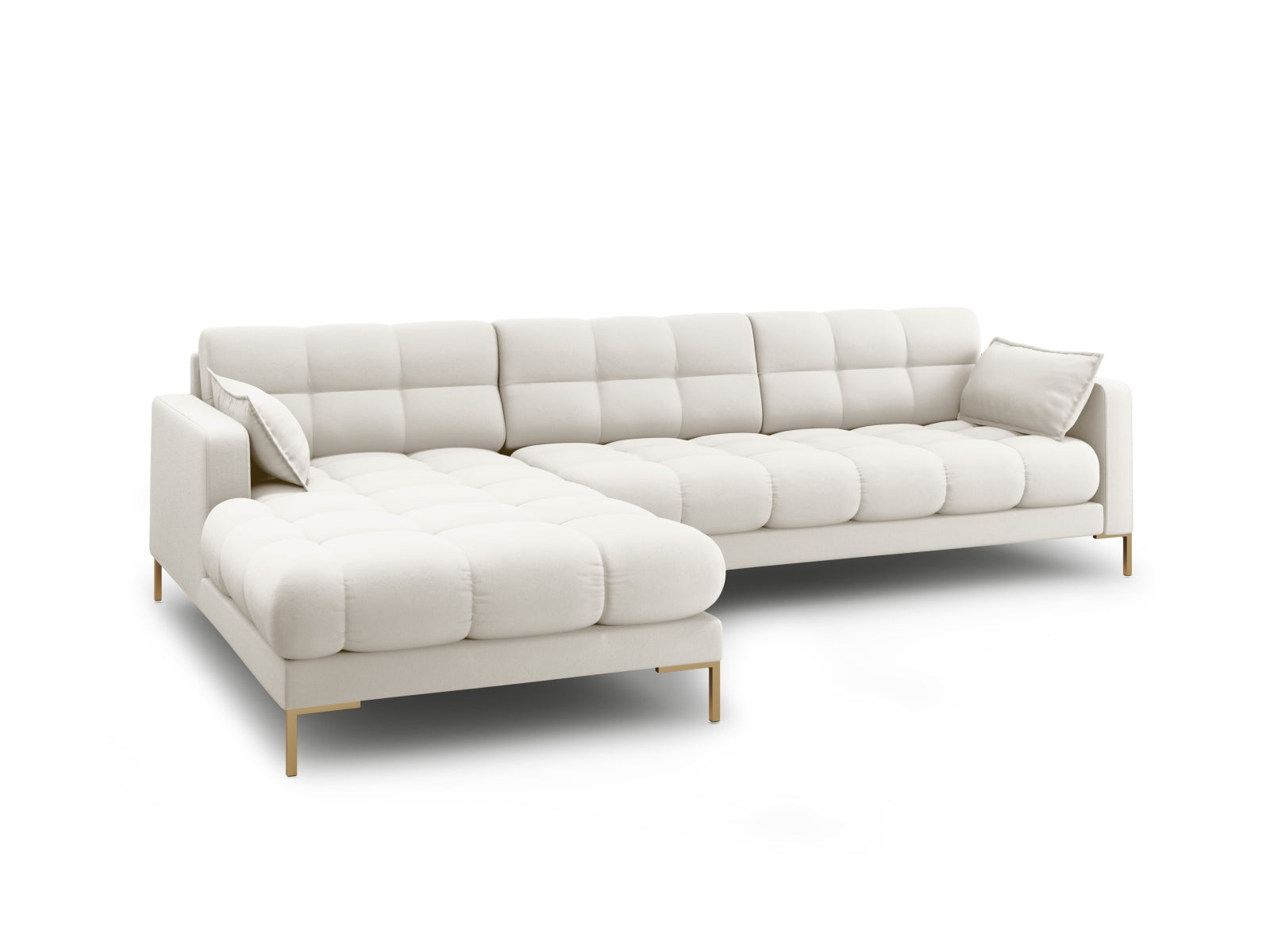 Erleben Sie das Mamaia Ecksofa links 5 Sitzer von Micadoni – ein modernes Sofa, das Komfort und Stil vereint. Ideal für gesellige Abende!