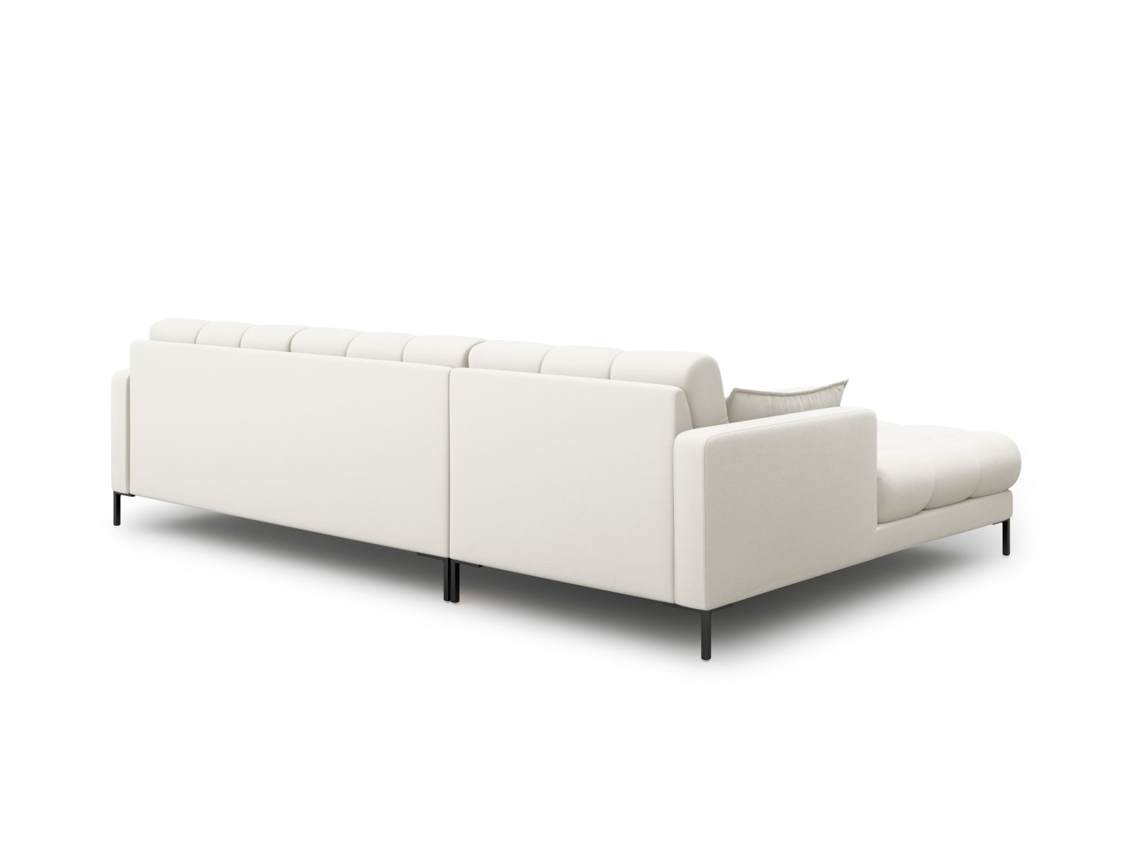 Modernes Mamaia Ecksofa links in harmonischen Beige- und Schwarznuancen, ideal für gemütliche und stilvolle Wohnräume. 5-Sitzer von Micadoni.