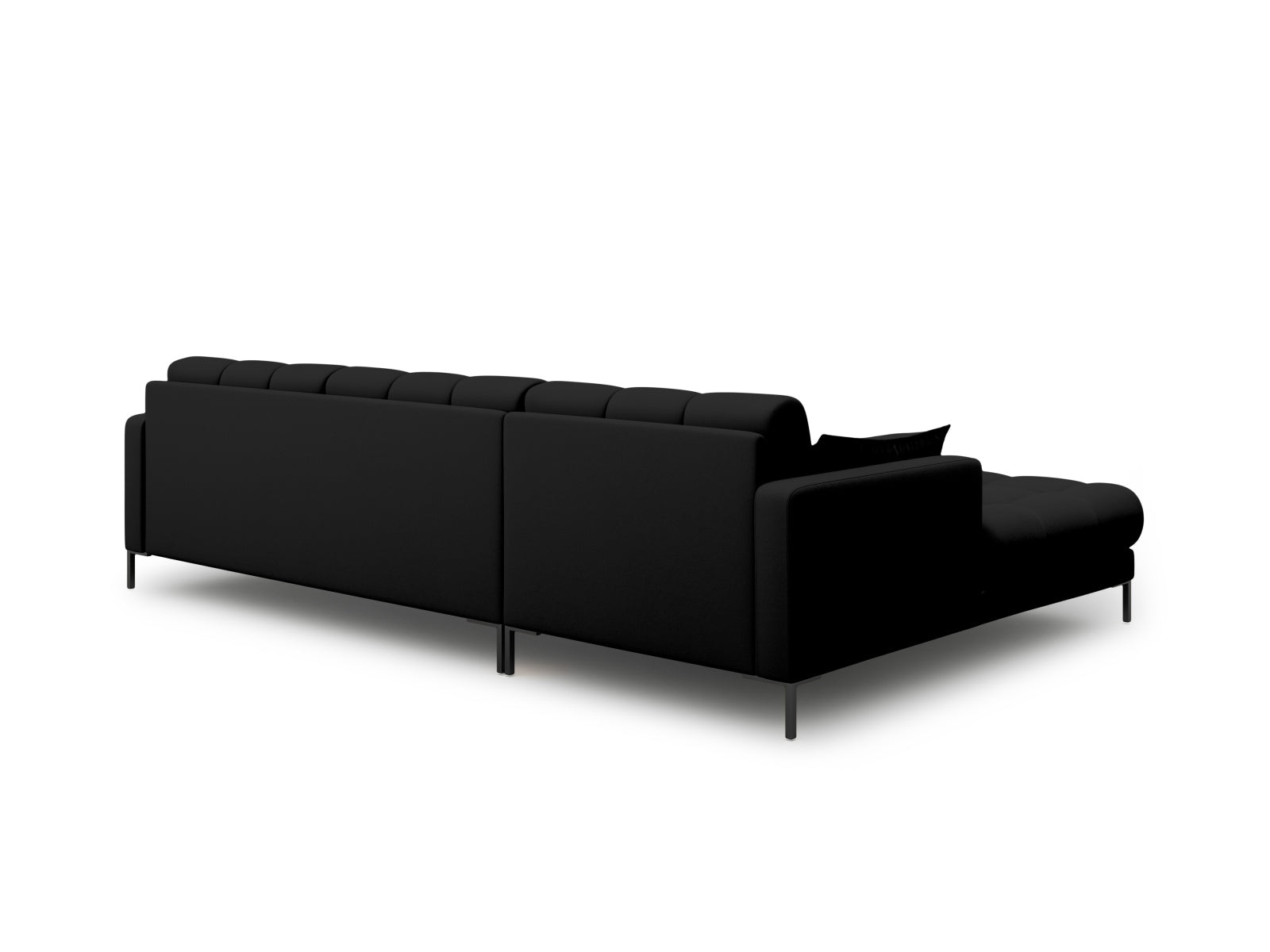 Modernes Mamaia Ecksofa links, 5-Sitzer in klassischem Schwarz, ideal für entspannte Stunden und stilvolle Einrichtungsideen.