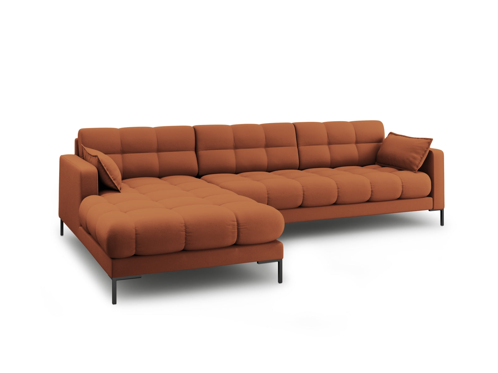 Elegantes Mamaia Ecksofa links in Brick und Schwarz-Neve, perfekt für stilvolle Wohnzimmer. Geräumiges 5-Sitzer Modell von Micadoni.