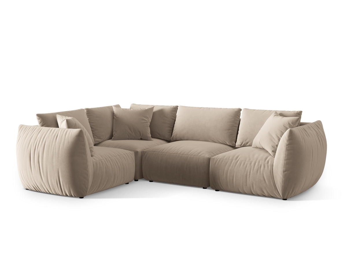 Chris Velour links Ecksofa 4 Sitzer in Ecru-Casino präsentiert im Onlineshop von KAQTU Design AG. Ecksofa links ist von Micadoni