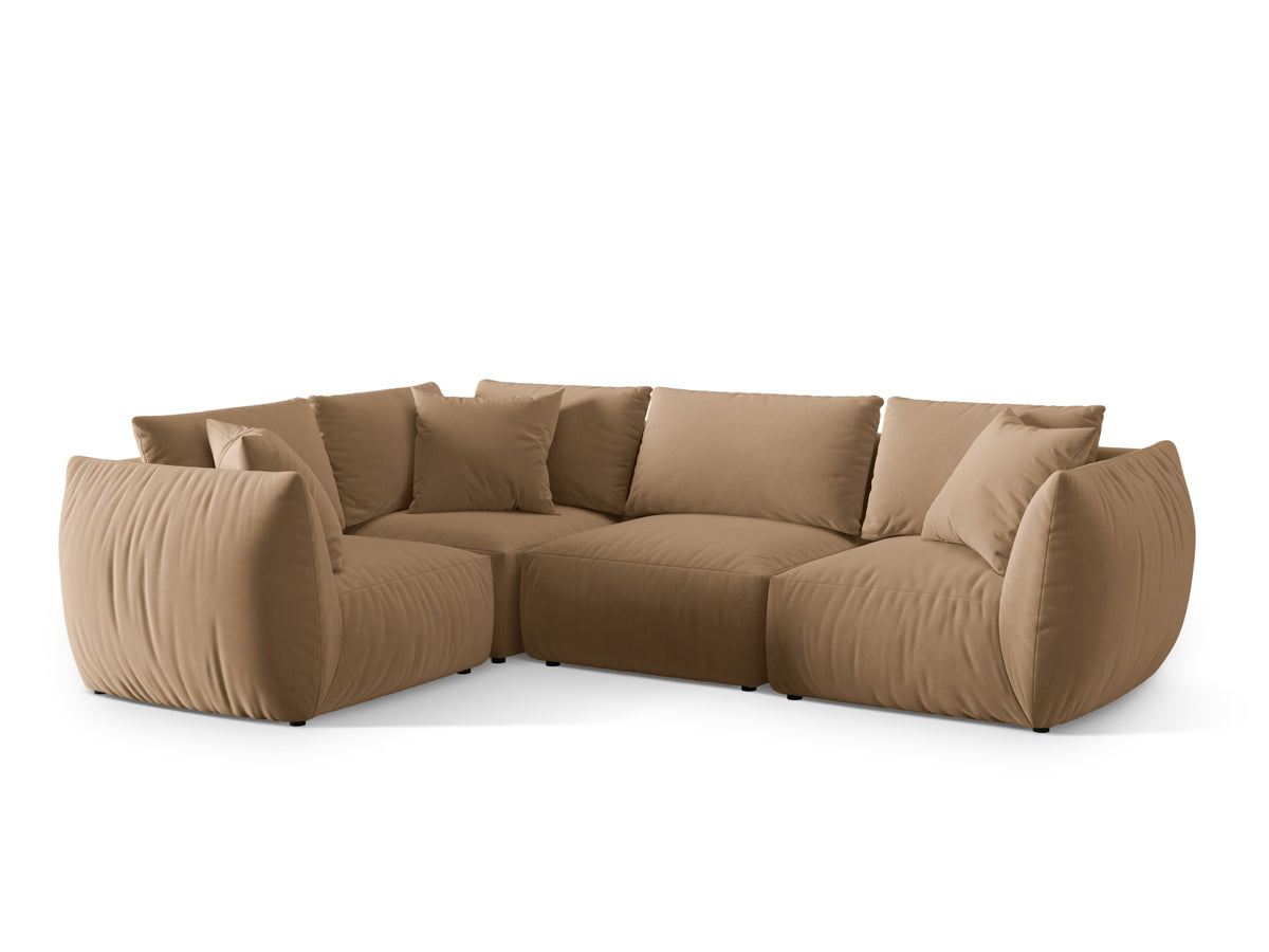 Chris Velour links Ecksofa 4 Sitzer in Sand-Casino präsentiert im Onlineshop von KAQTU Design AG. Ecksofa links ist von Micadoni