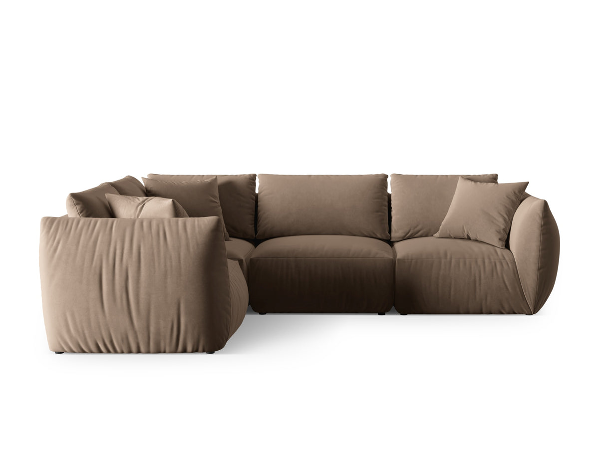 Chris Velour links Ecksofa 4 Sitzer in Light Brown-Casino präsentiert im Onlineshop von KAQTU Design AG. Ecksofa links ist von Micadoni