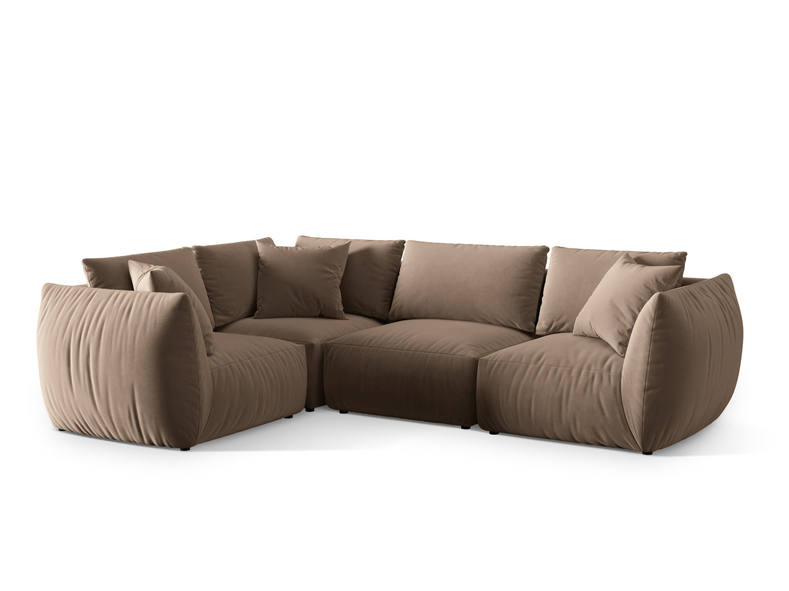 Chris Velour links Ecksofa 4 Sitzer in Light Brown-Casino präsentiert im Onlineshop von KAQTU Design AG. Ecksofa links ist von Micadoni