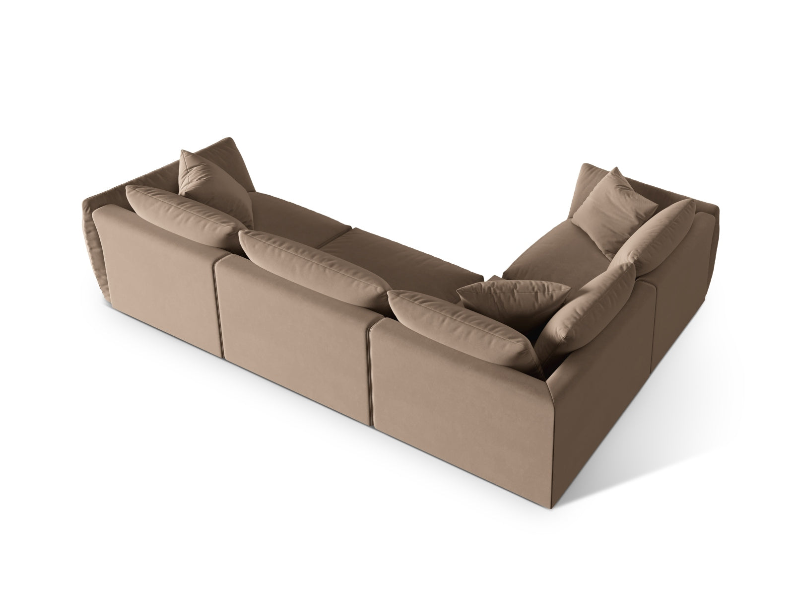 Chris Velour links Ecksofa 4 Sitzer in Light Brown-Casino präsentiert im Onlineshop von KAQTU Design AG. Ecksofa links ist von Micadoni