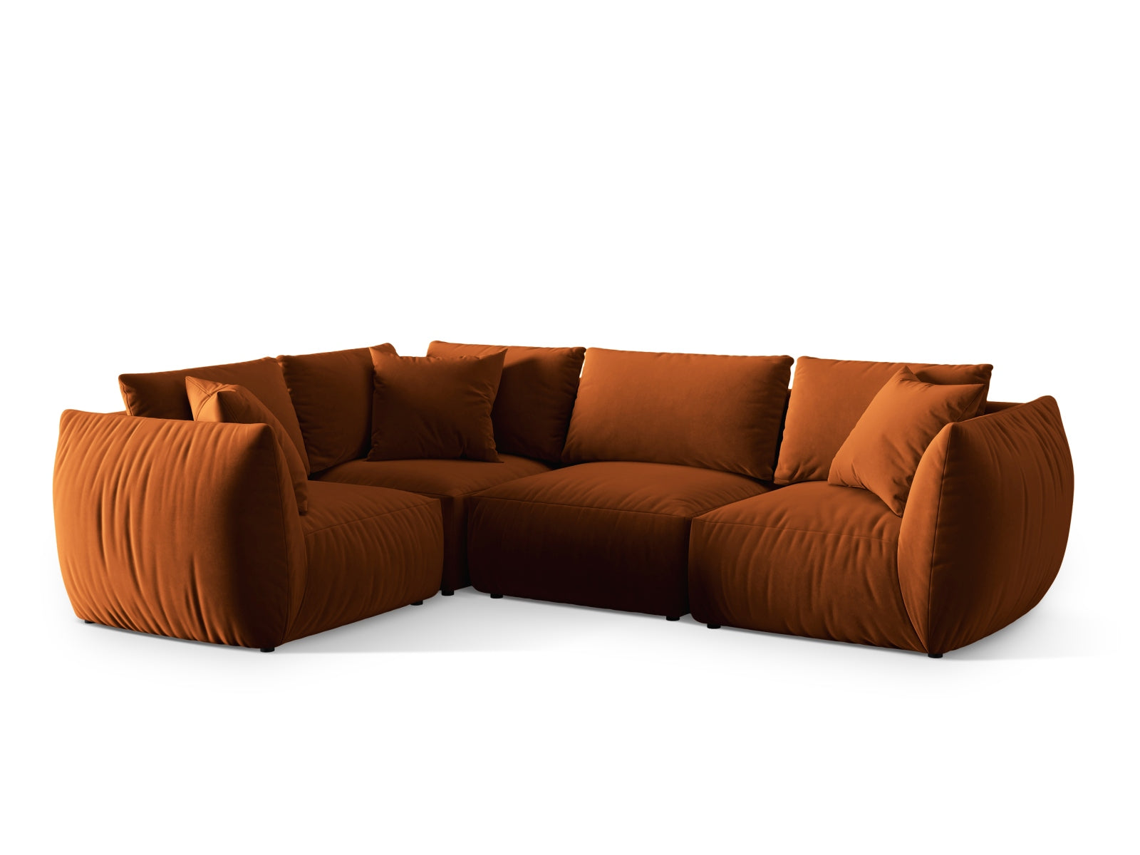 Chris Velour links Ecksofa 4 Sitzer in Terracotta-Casino präsentiert im Onlineshop von KAQTU Design AG. Ecksofa links ist von Micadoni