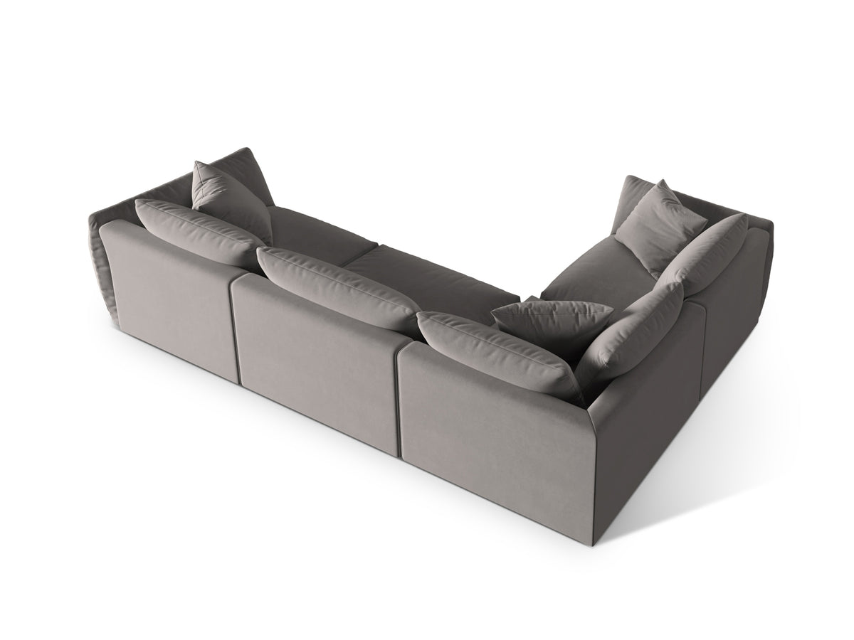 Chris Velour links Ecksofa 4 Sitzer in Grey-Casino präsentiert im Onlineshop von KAQTU Design AG. Ecksofa links ist von Micadoni