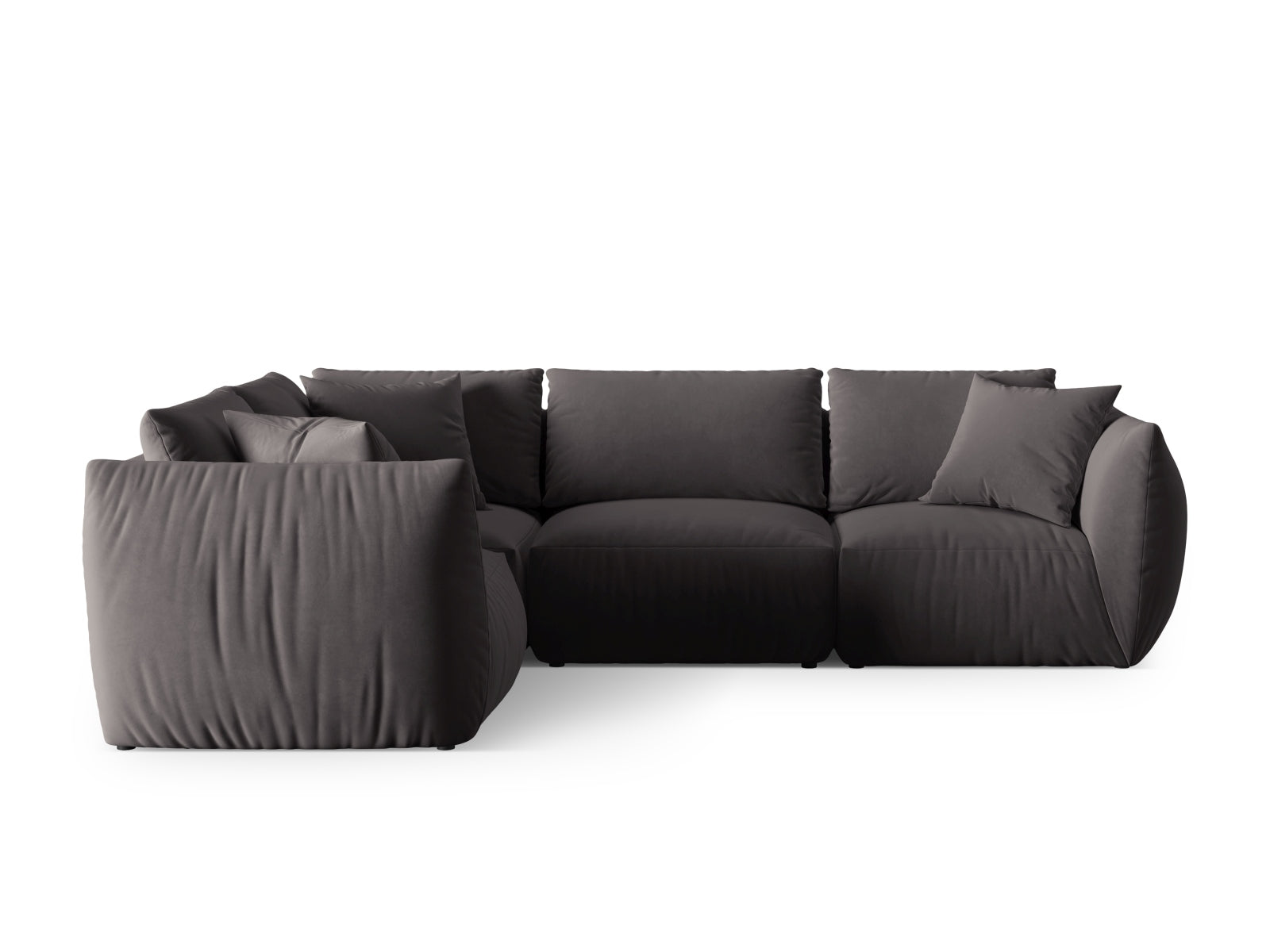 Chris Velour links Ecksofa 4 Sitzer in Dark Grey-Casino präsentiert im Onlineshop von KAQTU Design AG. Ecksofa links ist von Micadoni