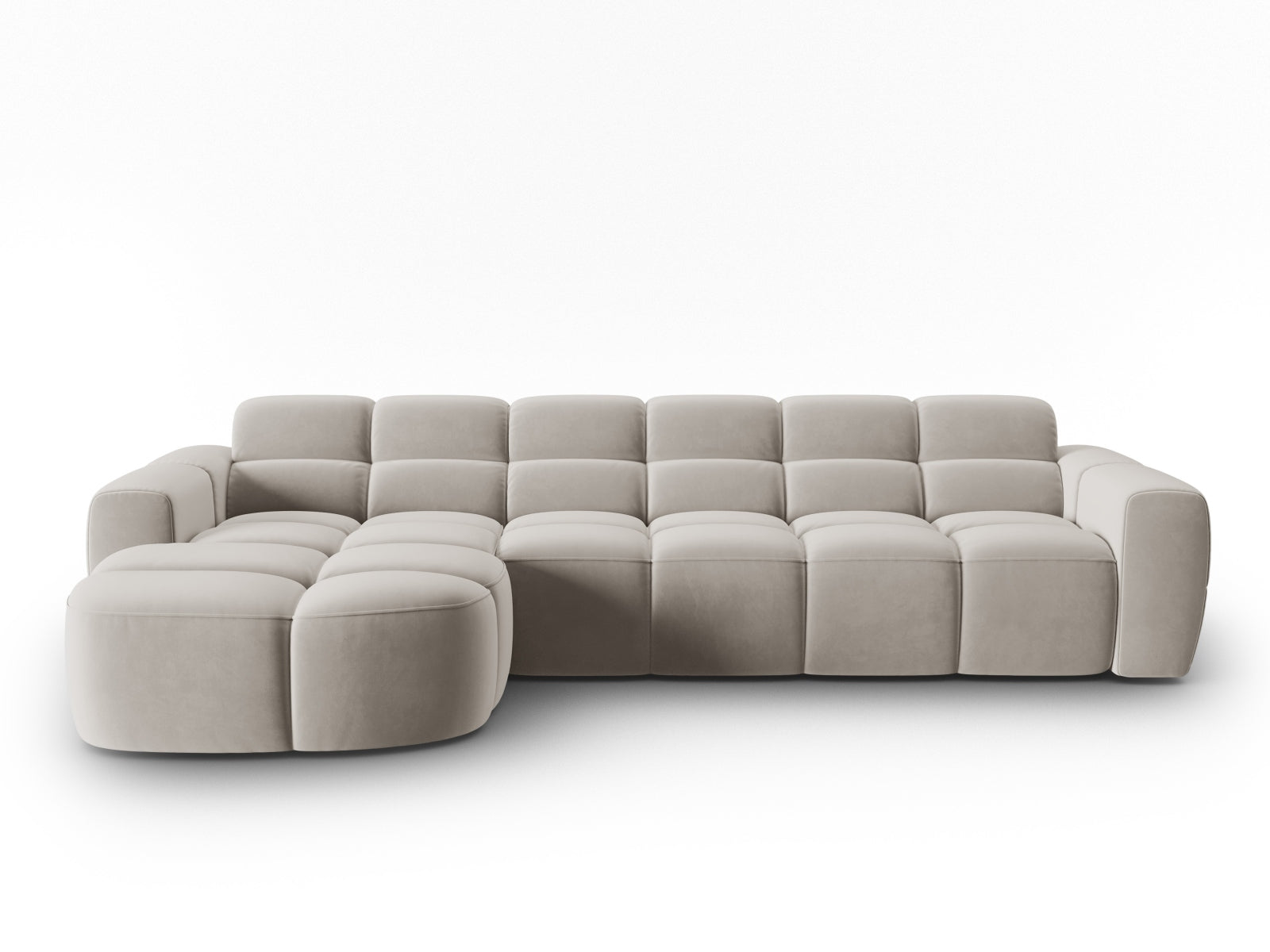 Lisa Velour links Ecksofa 4 Sitzer in Light Beige präsentiert im Onlineshop von KAQTU Design AG. Ecksofa links ist von Micadoni