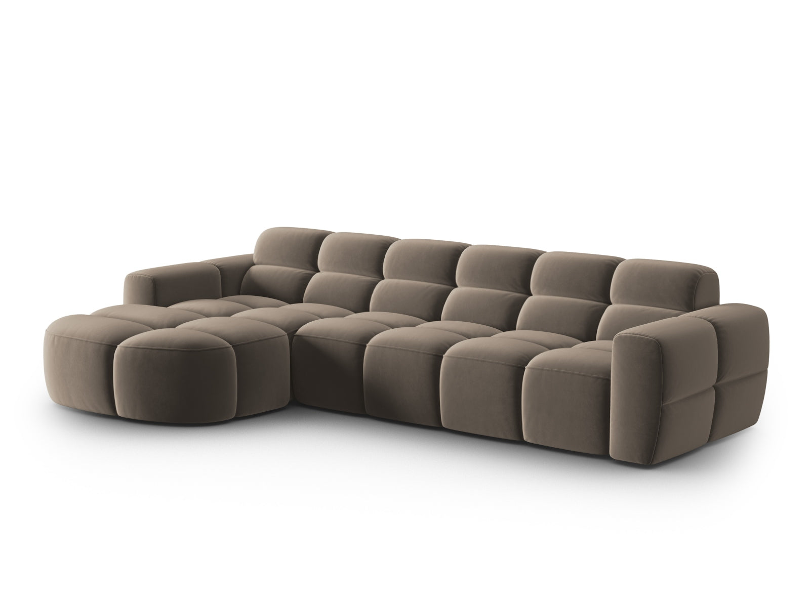 Entdecken Sie das elegante Lisa Velour Ecksofa links von Micadoni. Dieses 4-Sitzer Sofa bietet perfekten Komfort und zeitgemässes Design für Ihr Zuhause.