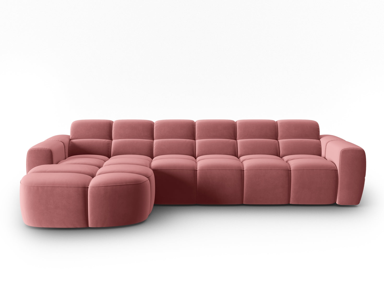 Lisa Velour links Ecksofa 4 Sitzer in Flamingo präsentiert im Onlineshop von KAQTU Design AG. Ecksofa links ist von Micadoni