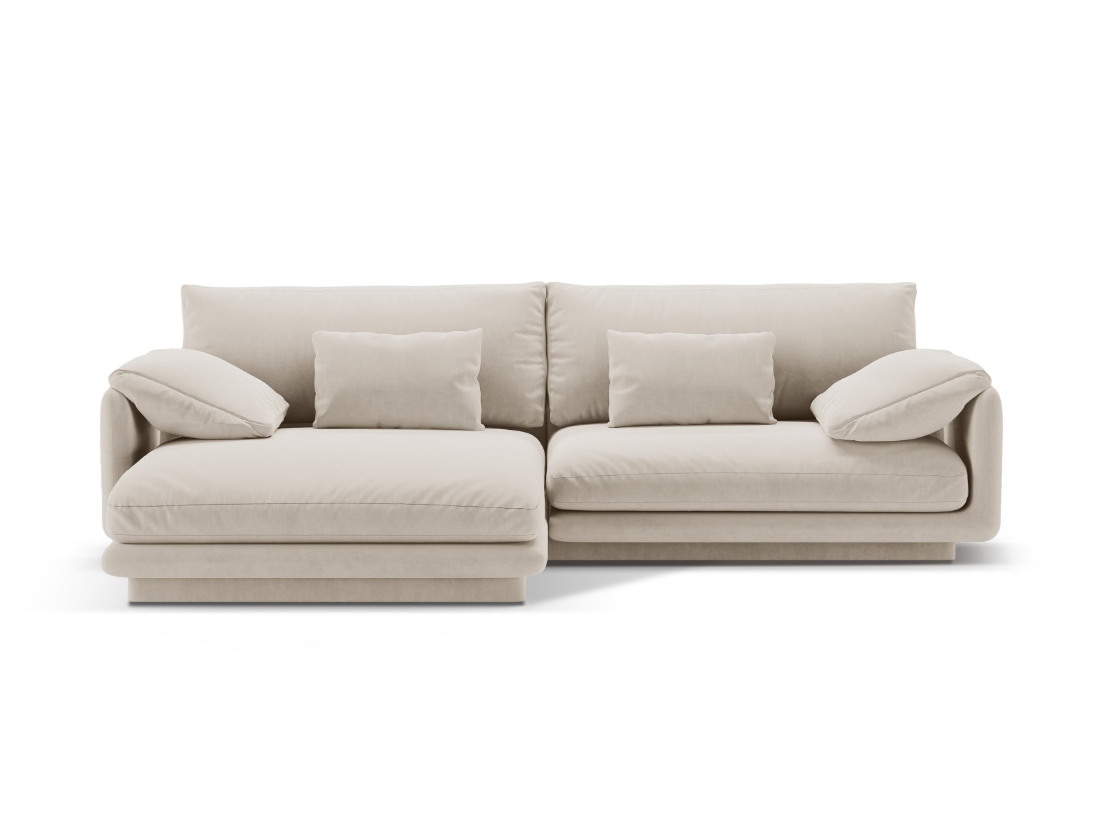 Torino Velour links Ecksofa 4 Sitzer in Ecru präsentiert im Onlineshop von KAQTU Design AG. Ecksofa links ist von Micadoni