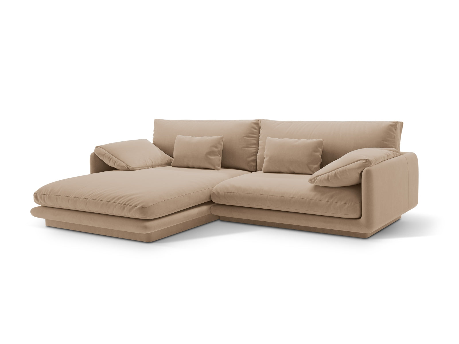Elegantes Torino Velour Ecksofa in Sand-Casino, linksseitig, ideal für stilvolle Wohnräume. 4-Sitzer von Micadoni.