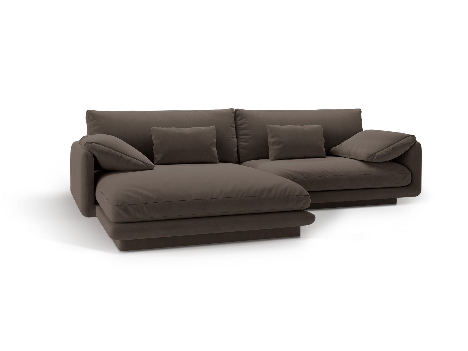 Elegantes Torino Velour Ecksofa, 4-Sitzer, links, ideal für stilvolle Wohnräume, erhältlich bei Micadoni.