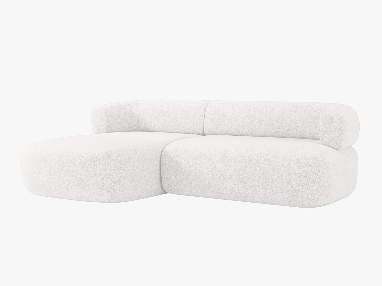 Modernes 5-Sitzer Jenny Ecksofa links in Ivory von Micadoni, perfekt für stilvolle Wohnräume und entspannte Stunden mit Freunden und Familie.