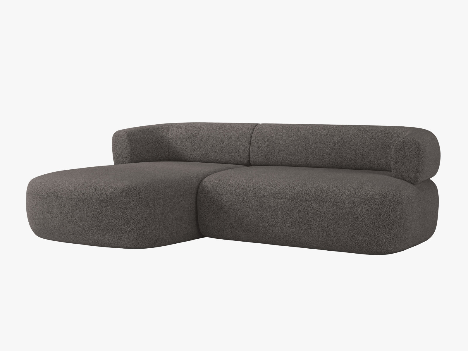Gemütliches 5-Sitzer Jenny Ecksofa links in modernem Grau, perfekt für stilvolle Wohnzimmer. Hochwertige Materialien von Micadoni.