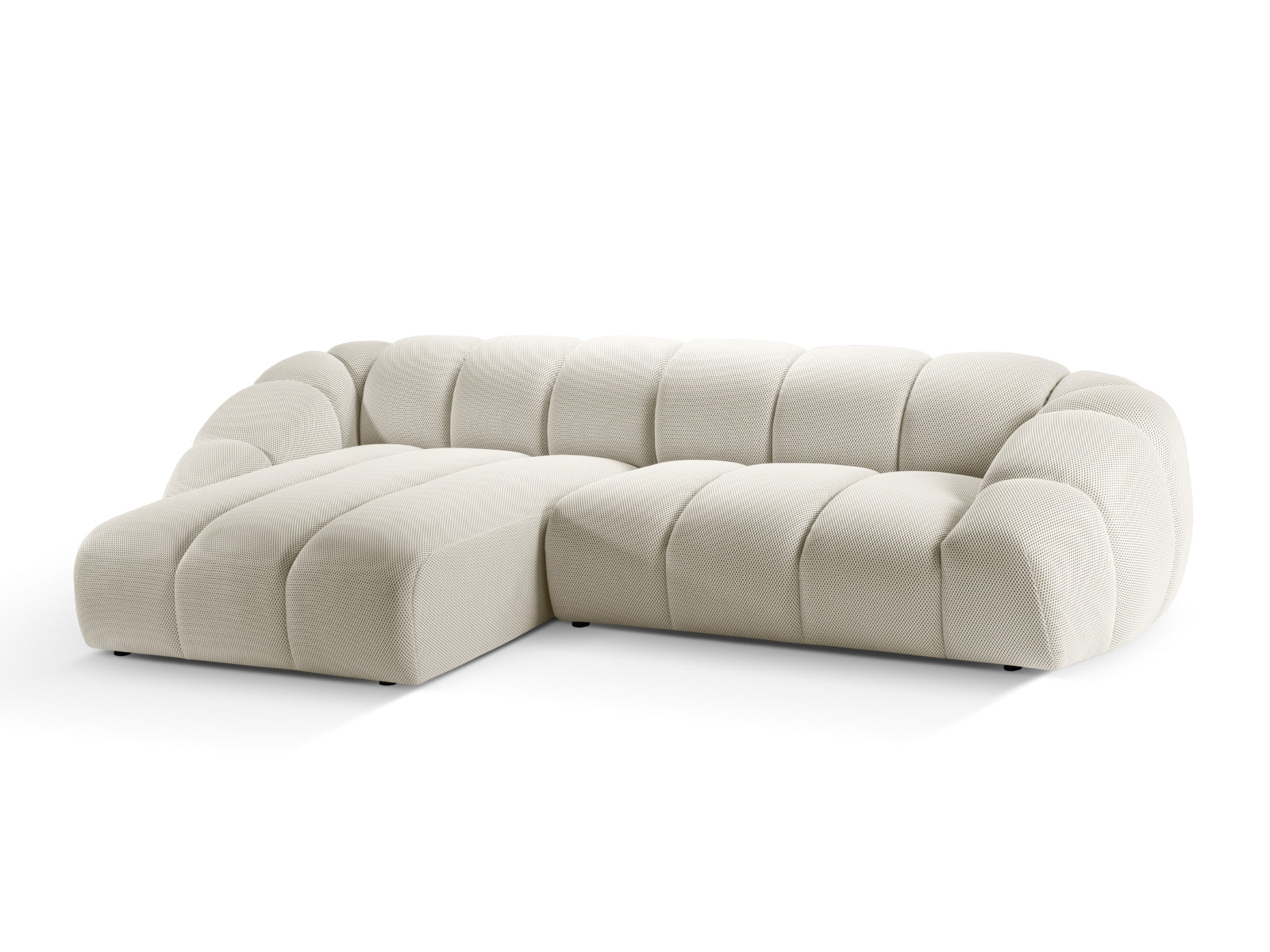 Modernes 4-Sitzer Ecksofa "Diana" in hellem Beige, perfekt für gemütliche Wohnzimmer. Hochwertige Materialien und stilvolles Design von Micadoni.