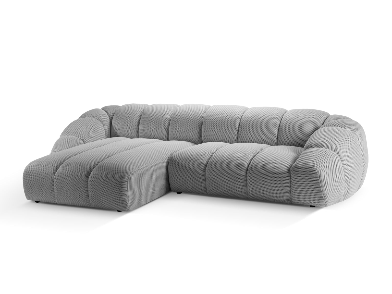 Modernes 4-Sitzer Ecksofa Diana links in Silver-Sonic, perfekt für gemütliche Wohnzimmer. Hochwertige Materialien und elegantes Design von Micadoni.