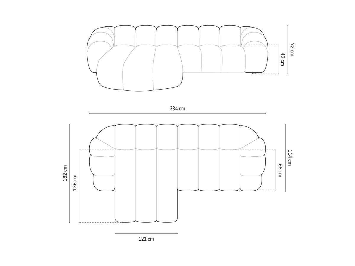 Diana Ecksofa links 4 Sitzer in Dark Beige-Bubble präsentiert im Onlineshop von KAQTU Design AG. L-Sofa links ist von Micadoni