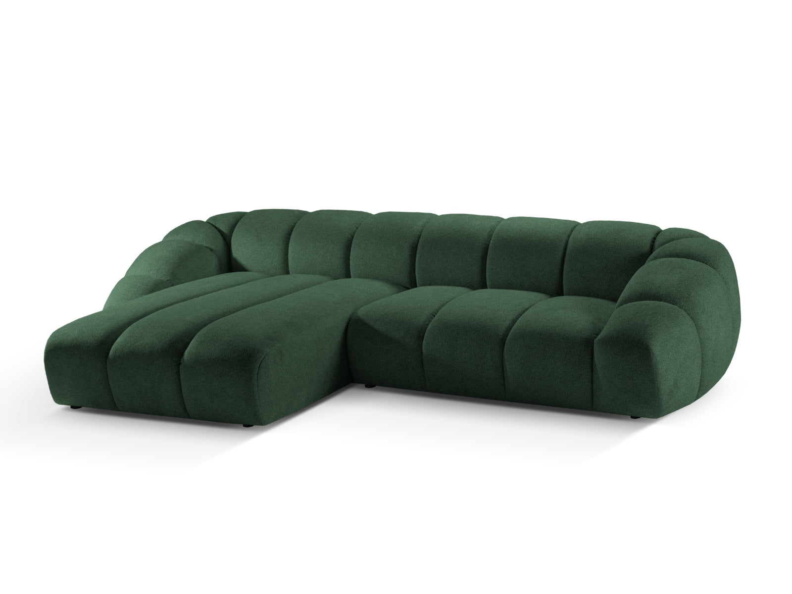 Stylisches Diana Ecksofa links in trendigem Green-Bubble, perfekt für einladende Wohnzimmer. Hochwertige Verarbeitung von Micadoni.