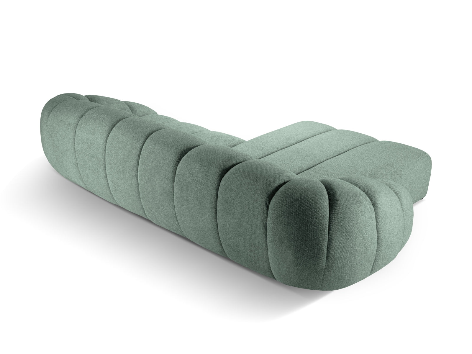 Modernes Diana Ecksofa links in zartem Mint-Bubble, ideal für gemütliche Abende. Geräumiges 4-Sitzer Design von Micadoni.